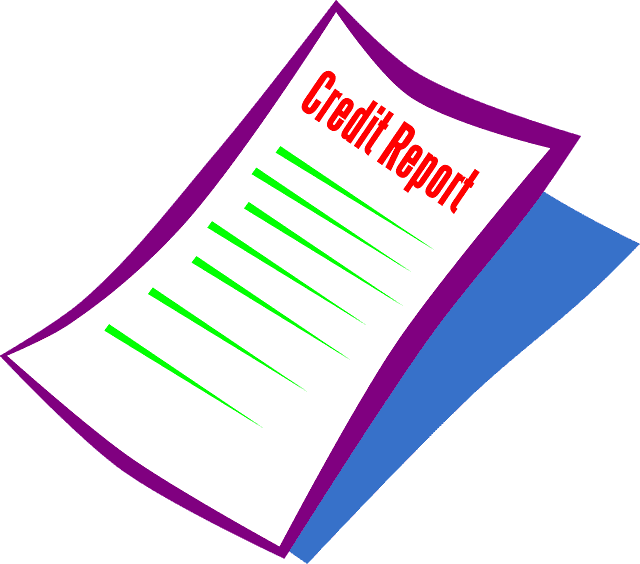 Cartoon illustration of a piece of paper labeled "Credit Report for business plans