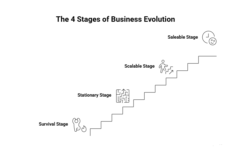 Diagram illustrating 4 stages of business evolution